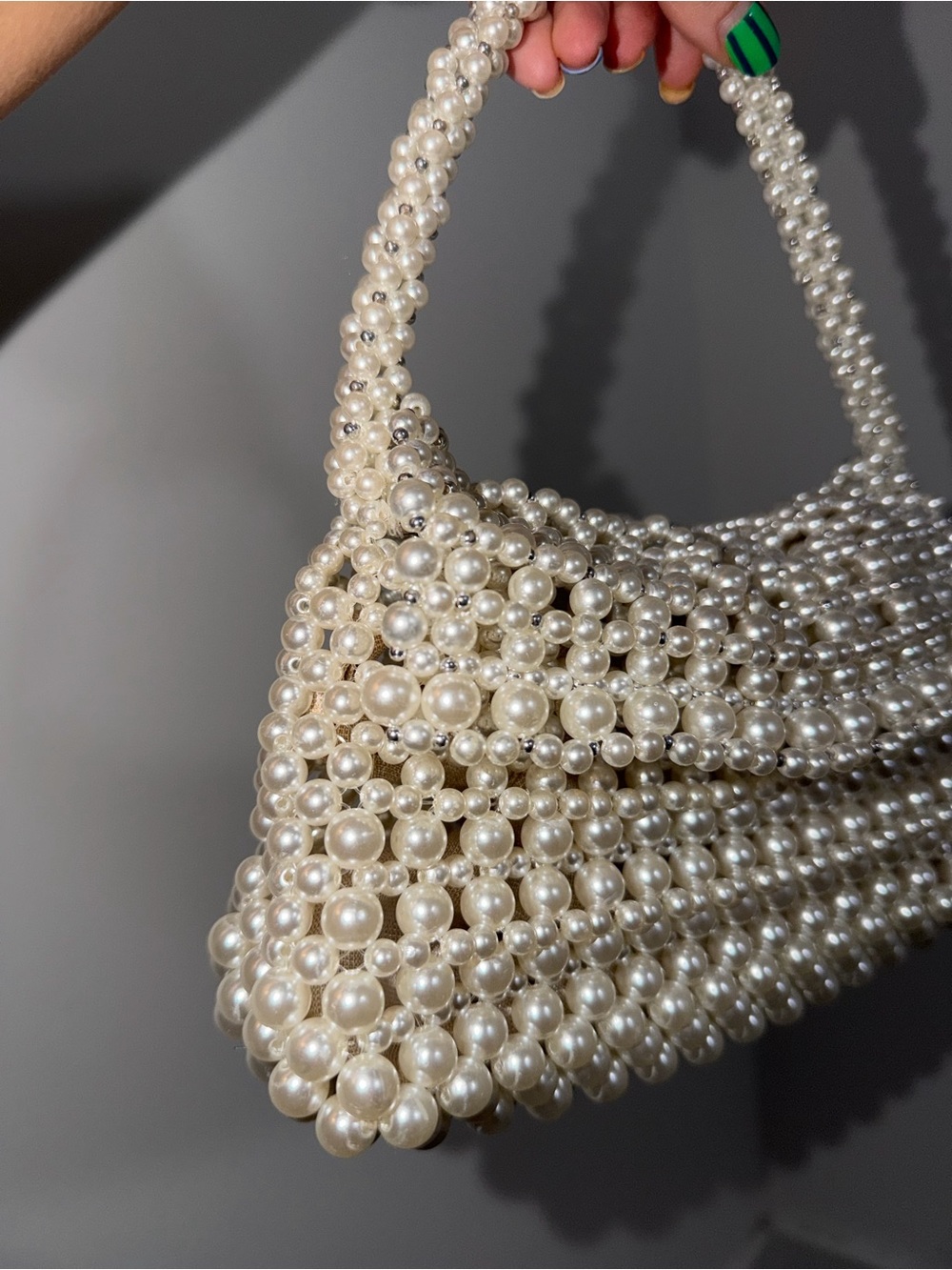 Zara Pearl Beaded Handbag - Ivory Elegant Evening Bag - Picture 3 of 11